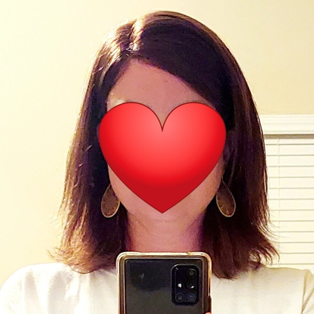 High Quality Brunette Human Hair Wig, Left Part